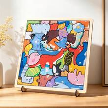 Children's Animal Wooden Block Creative Puzzle, Educational Early Learning Toy, Concentration Training - Multicolor - View 2