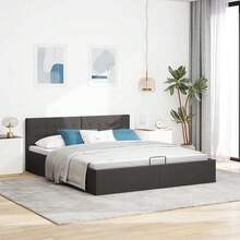 vidaXL Storage Bed, Hydraulic Upholstered Bed, Double Bed, Bedroom Bed, Fabric Bed, Bed Frame, Bed Base With Storage, Dark Granite, 180x200cm - Dark Grey - View 1