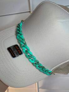 1 pieza Cadena de sombrero de acrílico retro occidental, accesorio de cadena de sombrero con decoración desmontable de espina de pescado verde de moda para manualidades DIY - Verde - Ver 3