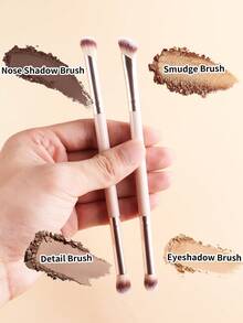 ronshadow Set 6 Kuas Makeup Dua Ujung, Dirancang untuk Pemula, Mencakup Riasan Wajah dan Mata, Kuas Multifungsi untuk Bedak, Perona Pipi, Alas Bedak, Kontur, Perona Mata, dan Concealer, Bulu Halus Gradien, Tidak Menyerap - MultiWarna - View 7