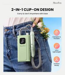 Professional Nail Drill Kit, 30000RPM Cordless Electric Nail File With LCD Display, Rechargeable 4000mAh Battery Nail Efile For Acrylic & Gel Nails, Manicure Pedicure, Salon & Home Use - 薄荷綠 - 查看 5
