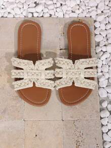 Ciabatte da spiaggia da donna slip-on di nicchia premium con cinturino d'argento sulle dita, suola spessa, stile retrò alla moda, adatte per San Valentino, Ognissanti, stagione dei diplomi, appuntamenti, shopping, casa, ufficio, molto eleganti e versatili - Castano - Visualizzare 7