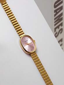 1pc Women's Casual Luxury Versatile Minimalist Vintage Quartz Watch Suitable For Daily Wear - Gold - View 4