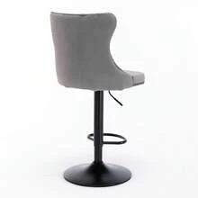 Velvet Swivel Stools With Adjustable Seat Height From 63.5 To 84 Cm, 45 Cm Base, Modern Upholstered Stools With Padded Backrest For Home, Pub Or Kitchen Island, Black, Set Of 2, DE1812BK - Black - View 6