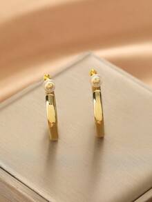 1 Pair Fashion New Round Screw Clip Copper Earrings For Women, No Piercing Ear Clips, Adjustable Tightness, Suitable For Daily Wear - Ear Clip - View 7