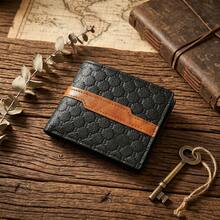 Billetera corta de piel auténtica para hombre, plegable con múltiples ranuras para tarjetas, ideal para regalo y uso diario - NS19 - Ver 3