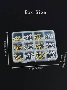 12格 60件組：奢華十字造型美甲飾品混色套裝，經典西式風格，極簡百搭 3D 美甲配件，適合 Y2K 風格美甲，適用於女性與女孩 - 彩色 - 查看 5