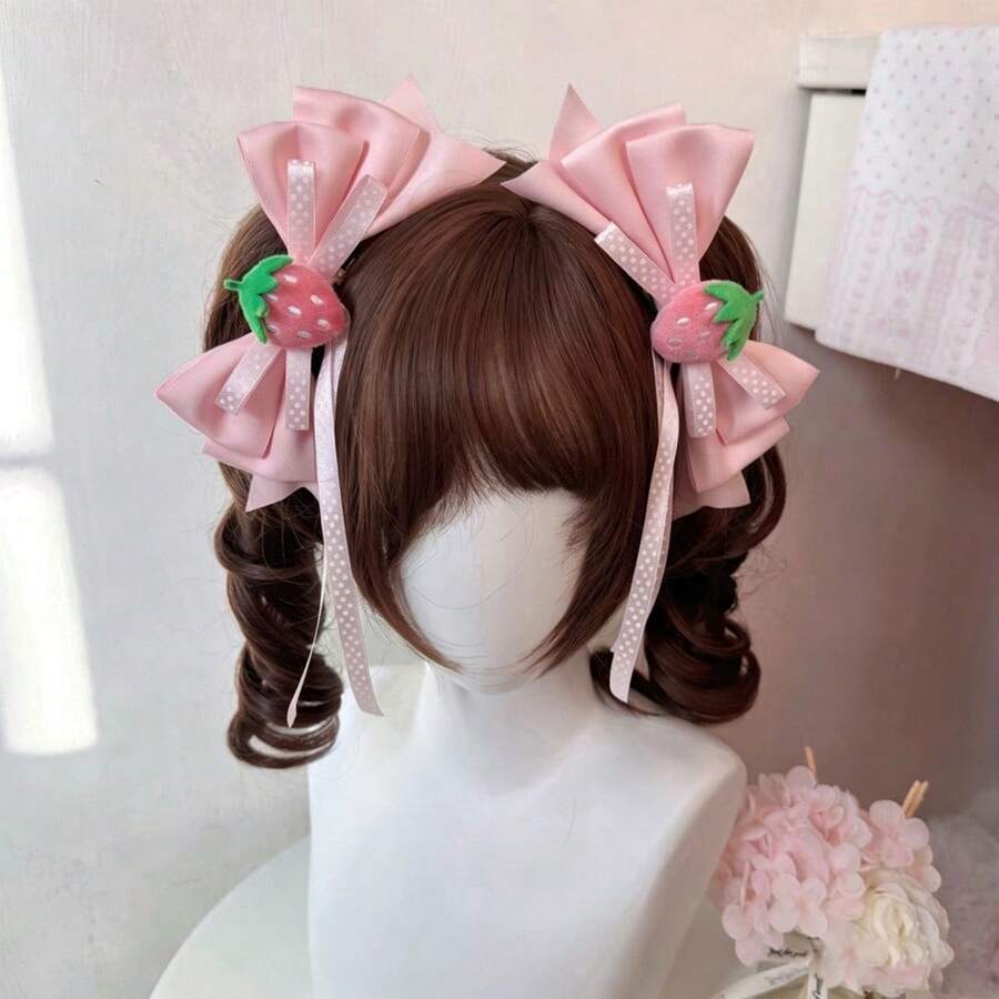 Lolita Gothic Devil Wing Headband, Halloween Bow Hair Accessory, Lolita Bat Dark Style Headwear - 黑紅牛角髮帶 - 查看 1