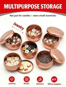 10 buah Kaleng Lilin Kosong Logam Warna Rose Gold dengan Tutup yang Sesuai, Wadah Lilin Besi Bulat Tanpa Lilin, Wadah Buatan Tangan Serbaguna untuk Pembuatan Lilin Aromatik DIY, Dekorasi Meja Pernikahan, Dekorasi Rumah, Hadiah Buatan Tangan untuk Liburan, dan Penyimpanan Perhiasan Kecil - 10 buah - View 6
