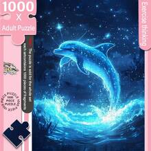 1000 Pieces Adult Mini Puzzle Box - This Adult Challenge-Level Puzzle Features Precision-Cut Pieces That Are Scratch-Resistant, With A Dreamy Blue Dolphin Theme. High Difficulty And Brain-Burning, It Can Be Used For Home Entertainment, DIY Decoration, Art Collection, And Is Also A Great Gift For Christmas, Halloween, And Brain Challenges. - Multicolor - View 9