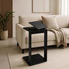 Mesa Lateral Para Sofá Apoio Cabeceira Multiuso Suporte Notebook - Preto - Visão 3
