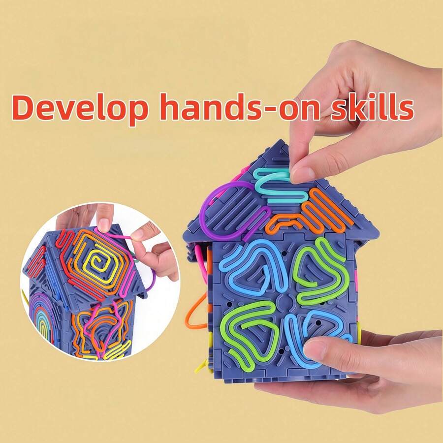 1件 3D方塊拼圖屋忙碌板 幼兒早教益智玩具 男孩女孩精細動作能力 STEM禮物 復活節聖誕節 隨機款式 - 彩色 - 查看 1