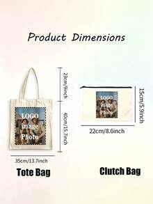 Custom Photo & Text Tote Bag – Personalized, Reusable Shoulder Shopping Bag With Foldable Design (Polyester, Assorted Colors) - Multicolor - View 10