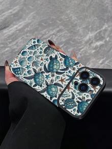 1pc New Full Coverage Turtle, Starfish, Shell Pattern Phone Case, Faux Leather Texture, Shockproof Protective Shell Compatible With IPhone 17/17Pro/17ProMax/16/16Pro/16ProMax/16Plus/15/15Plus/15Pro/15ProMax/14/14Plus/14Pro/14ProMax/13/13Pro/13ProMax/12/12Pro/12ProMax/11/11ProMax, Anti-Shock Anti-Collision Soft Protective Cover - Multicolor - View 5