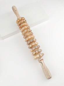1pc Wooden Handheld Roller Trigger Point Massage Stick, Suitable For Fascia, Cellulite, Muscle And Abdomen, Body Therapy Massage Tool, Muscle And Abdomen Soothing Tool - Multicolor - View 9