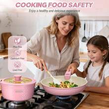 Detachable Handle Ceramic Nonstick Pots And Pans Set Induction Compatible Cookware For Kitchen And Rv Oven Dishwasher - View 5