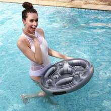 1pc Portable Inflatable PVC Water Ice Bar, Party Floating Drink Holder, Multi-Slot Cup Tray, Summer Pool Accessory - Multicolor - View 2