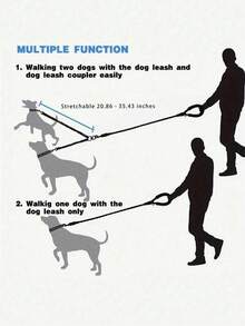 1pc 360° Rotating Anti-Tangle Dual Dog Training Leash, Comfortable Shock-Absorbing Reflective Elastic Rope, Easy Walking 2 Dogs, Halloween, Christmas - Multicolor - View 3