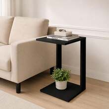 Mesa Lateral Para Sofá Apoio Cabeceira Multiuso Suporte Notebook - Preto - Visão 2