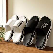 Unisex Letter Print Slides, Comfortable Wear-Resistant Odor-Resistant Fashion Slippers, Couple Indoor Bedroom Living Room Home Bathroom Shower Guest Slippers, Plus Size Men's Slippers - Multicolor - View 6