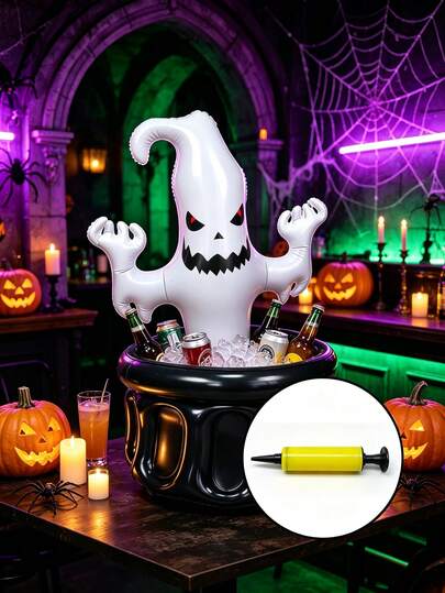 1 Set Dekorasi Hantu Halloween Tiup, Pendingin Minuman Portabel Lipat, Termasuk Pompa Udara, Dekorasi Teras Luar Ruangan Pesta Halloween, Perlengkapan Pencipta Suasana, Properti Foto, Cocok untuk Pesta Halloween dan Dekorasi Pesta Bertema.
