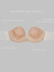 1pc Women's Deep U Sticky Bra, Invisible, Comfortable, Good Wrapping, Reusable 3-4 Times, Suitable For Wedding Photography - Multicolor - View 4