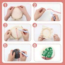 6pcs Adult Beginner Punch Needle Coaster Material Kit | Landscape Pattern Punch Embroidery Set, Includes Yarn, Embroidery Hoop, Needle Threader, Felt Fabric, Tutorial; DIY Coaster Handmade Material, Suitable For Home Decor, Gift Making - One Size Fits All - View 4