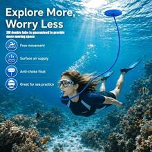 Dual-Tube Diving Snorkel, Anti-Choke Dual-Head Breathing Apparatus, Underwater Breathing Valve Oxygen Supply Device, Silicone Material, 1pc 118.1in/300cm Leak-Proof Design Diving Trainer, Deep Water Oxygen Equipment For Beginners And Adults - Multicolor - View 4