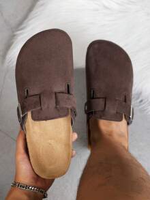 Wide Fit Men's Casual Slouchy Mule Shoes With Half-Covered Toe - Rust Brown - View 4