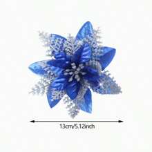 6/12/18/24pcs Artificial Christmas Flowers, Shiny Christmas Flowers, Suitable For Home, Wedding, Party, Christmas Tree Wreath DIY Holiday Decoration - Champagne Christmas Flower Head - View 11