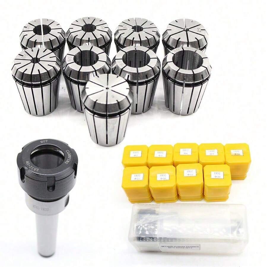 9pcs Lathe Chuck Tool Collet Chuck For CNC ER32 Collet Set And Wrench - Silver - 查看 1