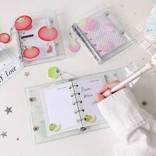 1pc Mini Photo Card Album With Fruit Bead Pendant, Transparent Polka Dot Cover, Replaceable Pages Idol Card Storage Binder, Student Star Card Collection Book, Strawberry Tomato Green Apple Pattern, Back To School,Card Holder - Photo Album - View 6