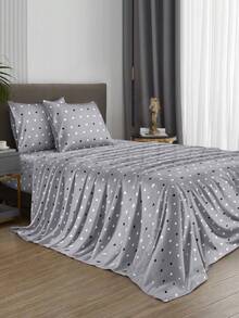 4-Piece Black Marble Pattern Bedding Set, Includes 1 Fitted Sheet + 1 Flat Sheet + 2 Pillowcases, Mattress Protector Set (Pillow Inserts Not Included), Fits King/Queen/Full/Twin Sizes, Deep Pocket Fitted Sheet Up To 11.8 Inches - Grey - View 5