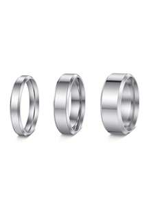 Fashionable Simple Smooth Stainless Steel Men's Ring, Men's Jewelry Accessory, Men's Ring Set, Jewelry Suitable For Daily Wear, Parties, And Birthdays - Three-piece Set - View 12