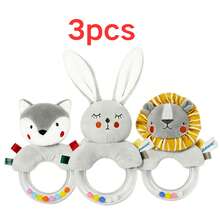 Baby Rattle Grab Rings, Lion, Fox, Rabbit Designs - Multicolor - View 15