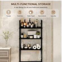 Over The Toilet Storage Cabinet, 3-Tier Metal Bathroom Organizer Shelf, Stable Freestanding Above Toilet Shelf For Laundry - Black - View 6