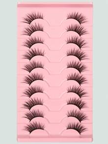 10 Pasang Ekstensi Bulu Mata Cat Eye Alami dengan Garis Hitam, Cocok untuk Riasan Sehari-hari dan Kencan - Hitam - View 2
