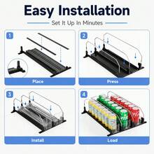 Dispenser de Latas de Bebidas para Geladeira, Organizador Automático de Bebidas com Rolagem para Geladeira, Suporte de Armazenamento de Latas de Refrigerante com Divisórias Ajustáveis, Suporte de Organização de Cozinha para Cerveja, Cola, Bebidas e Garrafas - Multicolorido - Visão 9