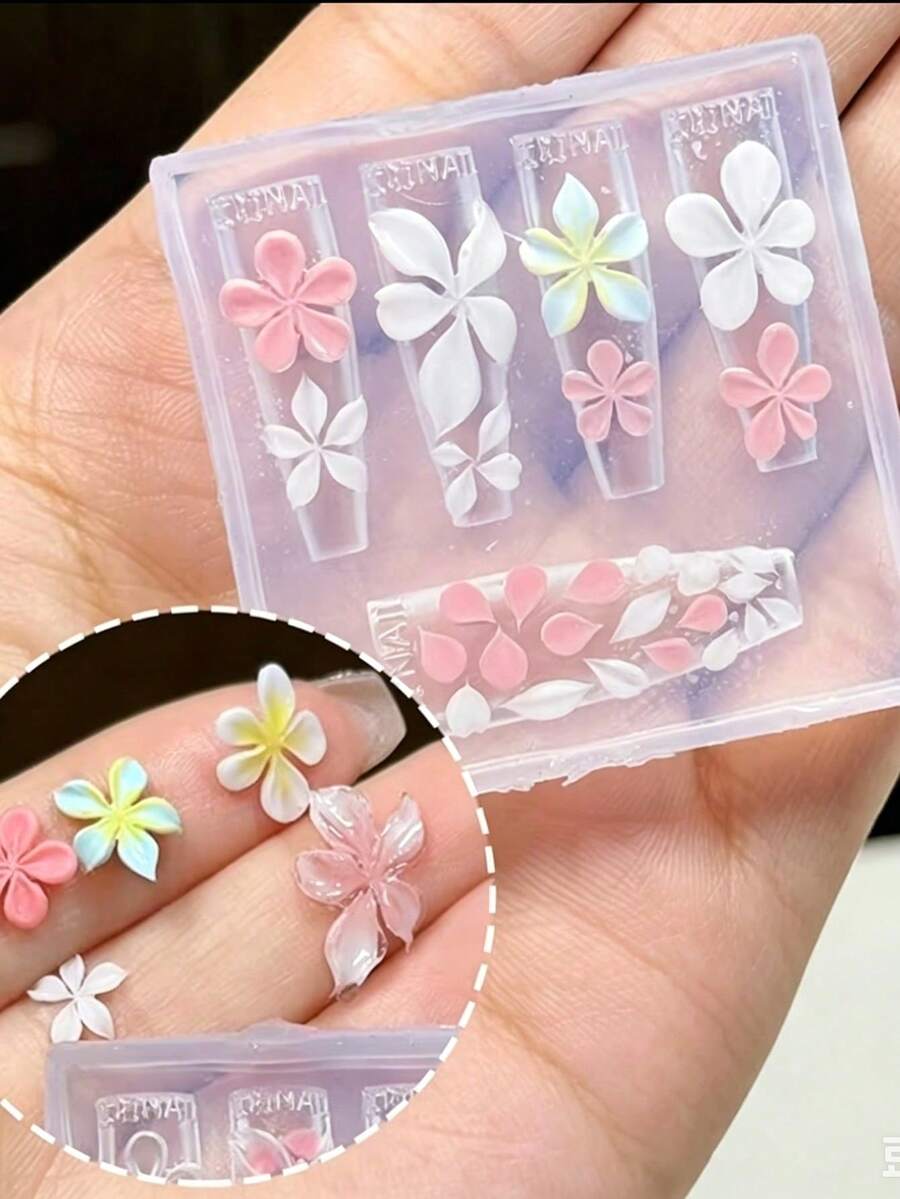 1件 3D 壓克力花朵設計迷你矽膠美甲模具，浮雕花卉美甲裝飾雕刻模板，凝膠指甲油模板 DIY 美甲工具，適用於美甲沙龍和居家 DIY，非常適合夏季少女風 Y2K 美甲設計