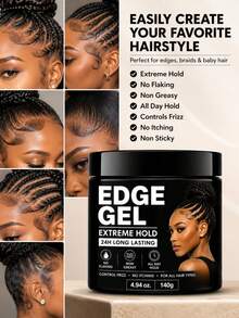 This Strong-Hold Hair Gel Effectively Fixes Braids And Curls, Smooths Frizz And Split Ends, Contains Castor Oil And Coconut Oil, Controls Unruly Hair, And Is Free Of Parabens, Sulfates, Mineral Oil, And Petroleum-Based Ingredients - Cream - View 3
