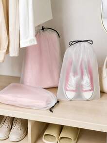 5/10/20pcs Transparent Plastic Travel Shoe Bags, 15.7" X 11.8" / 40cm X 30cm, Portable Drawstring Storage Bags, Waterproof & Dust-Proof Shoe Storage Bags, Drawstring Shoe Covers, Suitable For Sports Shoes, Clothes, Dirty Laundry, Luggage, Bedroom, Closet, Essential For Travel And Daily Home Use - View 12