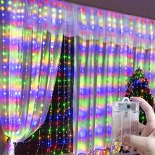 Battery Powered Fairy Curtain Lights, String Lights For Yard, Background Wall Decoration, Suitable For Wedding, Christmas, Halloween, Party, Holiday Lighting, Camping Decoration, Patio Decoration, Home Lighting, Room Decoration, Garden Decoration, 8 Lighting Modes, 100/200/300/600LED, Outdoor String Lights, All Season Use, 4 Colors Optional Bedroom Curtain Lights - Battery Box Curtain Light String - View 21