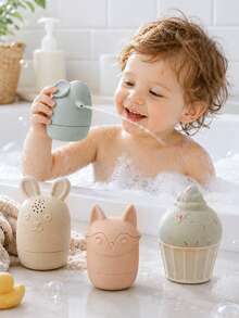 Cute Cartoon Animal Silicone Bath Water Spray Toy, Detachable Baby Shower Sprinkler Toy, Fun Interactive Water Play Toy For Toddlers, Kids Bath Time Toy, Pool Beach Sand Play Toy, Indoor Outdoor Water Activity Gift For Boys Girls - Multicolor - View 2