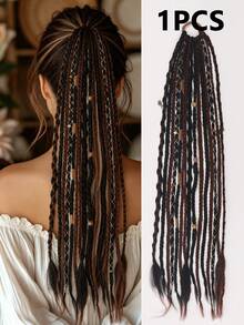 Wig ekor kuda sintetis kepang tangan gaya Bohemian 24 inci (1 buah), ideal untuk pemakaian sehari-hari & liburan. - MultiWarna - View 14