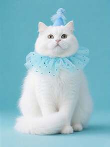 Sequin Lace Pet Birthday Set, Birthday Hat With Decorative Scarf, Cat And Dog Holiday Outfit - Multicolor - View 9