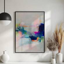 1pc Soft Pastel Tones Vertical Modern Abstract Wall Art - Pastel Ink Brushstroke Poster, Vertical Canvas Suitable For Living Room, Bedroom, Dorm Decor - Spring Fall Aesthetic, No Frame Included - Multicolor - View 1