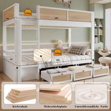 Kids Bed Frame With Shelves, White And Natural - Natural and White - 查看 6