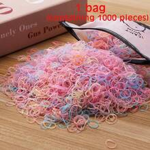 1 Bag 1000pcs Dopamine Colorful Rubber Bands Hair Ties, Non-Damaging Hair Accessories, Multi-Purpose Hair Bands, Transparent Mini Elastic Hair Ties, Small Ponytail Rubber Bands, Gift - Multicolor - View 24