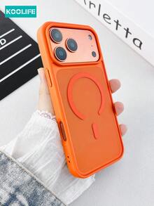 Koolife 1pc Magnetic Phone Case, PC+TPU Material, 2.0mm Thickness, Matte Surface, Skin-Friendly Design, Raised Lens Protection, Anti-Slip Anti-Drop, Compatible With IPhone 17/17 Pro/17 Pro Max - Orange - View 6