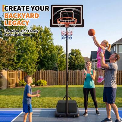 Aro de baloncesto para exteriores de 1,28 a 2,13 m (4,2 a 7 pies), altura ajustable, con soporte y ruedas, tablero de policarbonato, soporte de baloncesto estable y móvil para jóvenes y adultos.